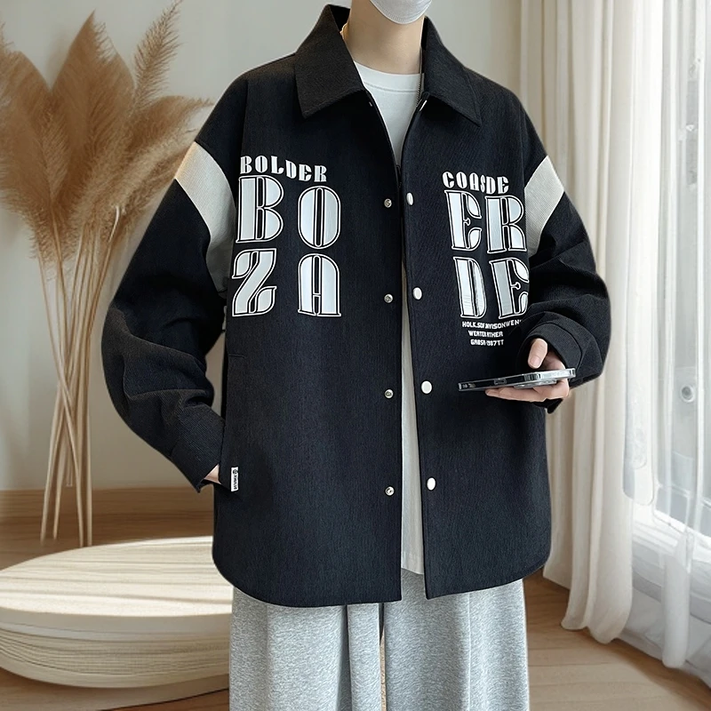 新款翻领修身型工装风男款衬衫式夹克ins秋季春季百搭