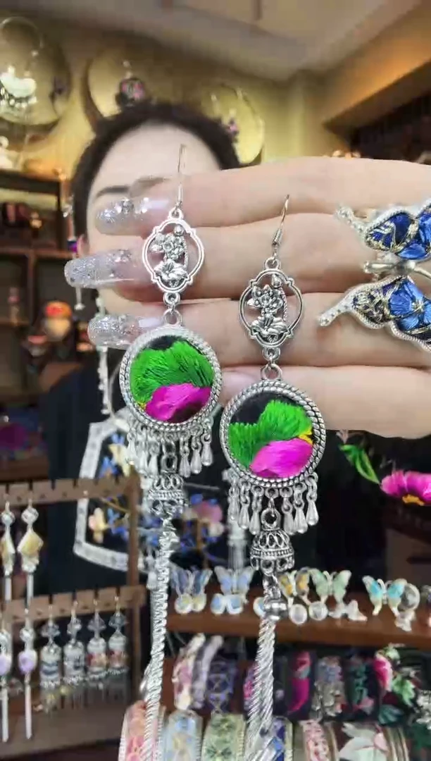 刺绣非遗刺绣民族风耳环