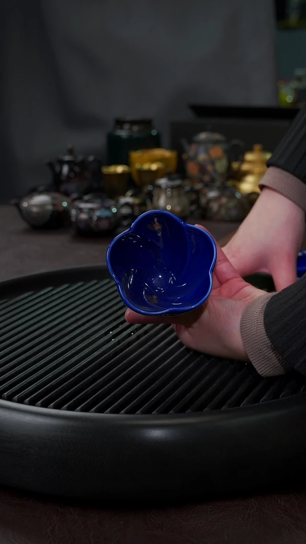 【闪购商品】杯【宜景窑蓝宝王子】海棠花