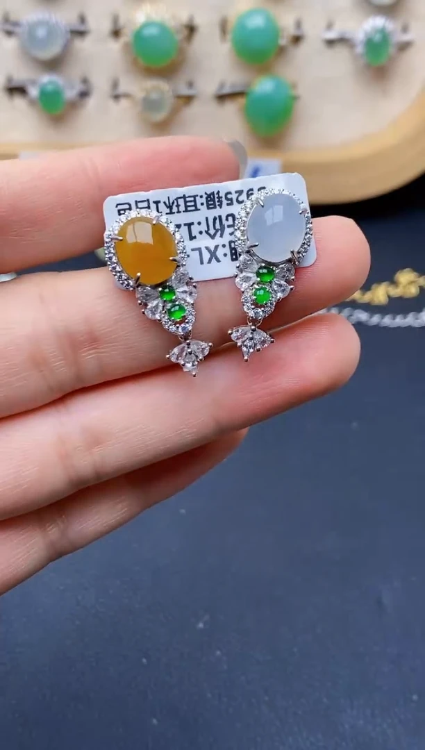 银S925镶嵌戒指翡翠6087