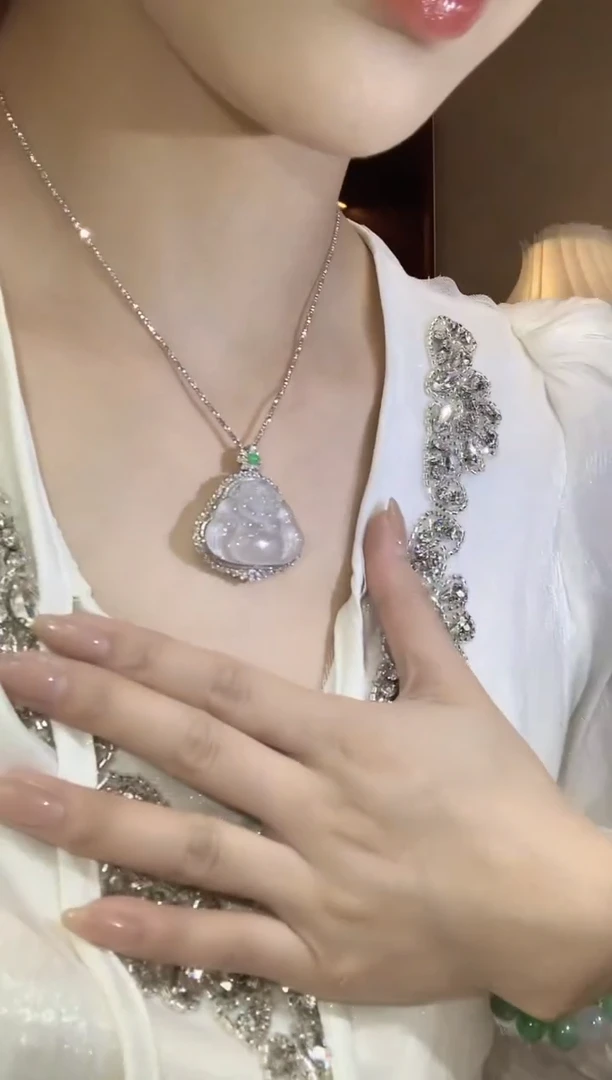 翡翠18K金镶嵌吊坠(不含链)A83翡翠