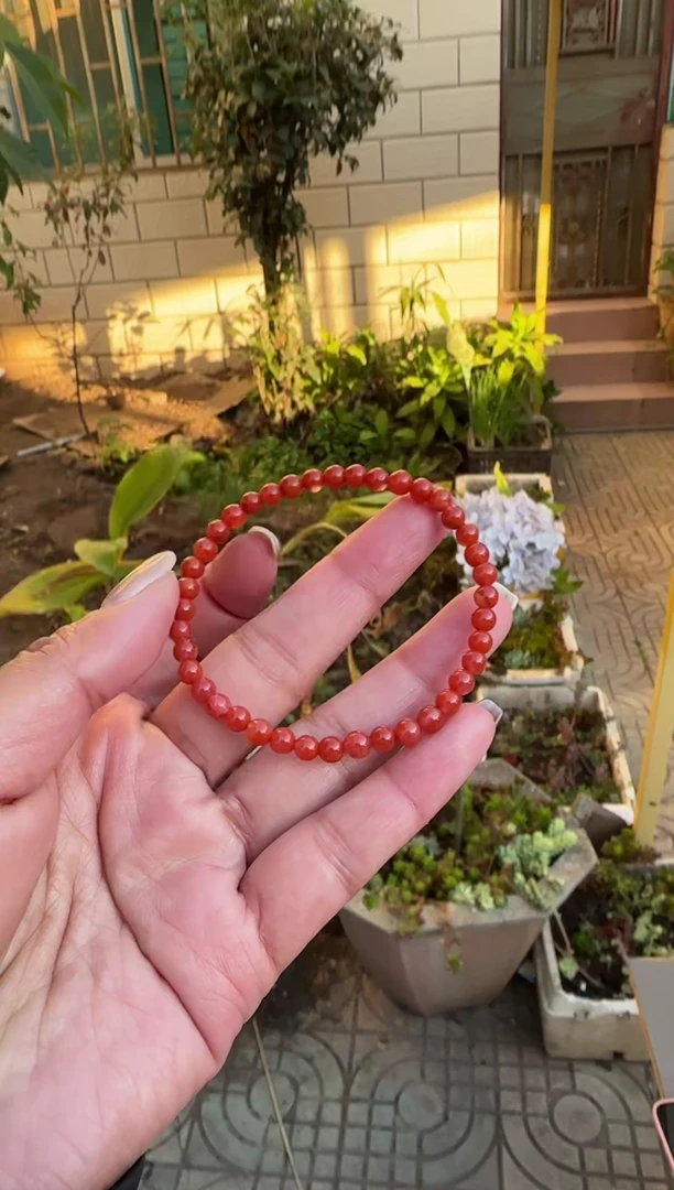 未镶嵌珠串南红玛瑙原矿无优化玫红单圈4mmW