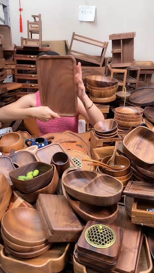 南美胡桃木带手抓槽托盘30*20*2cm