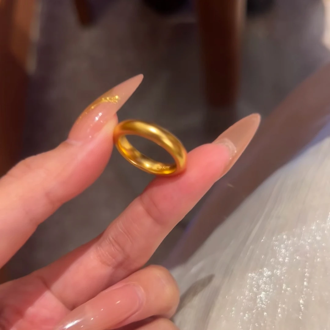 铜合金戒指 金溜子戒指古法泥鳅背戒指经典素圈光面戒指气质百搭