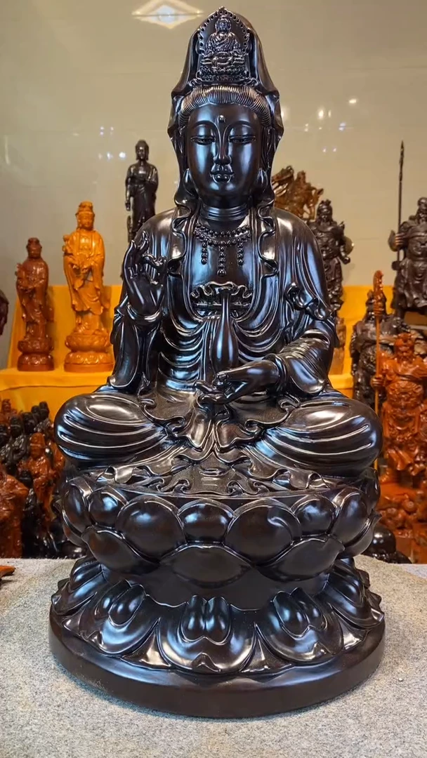 风车木（黑檀木）木雕款牧*人观音坐姿款60