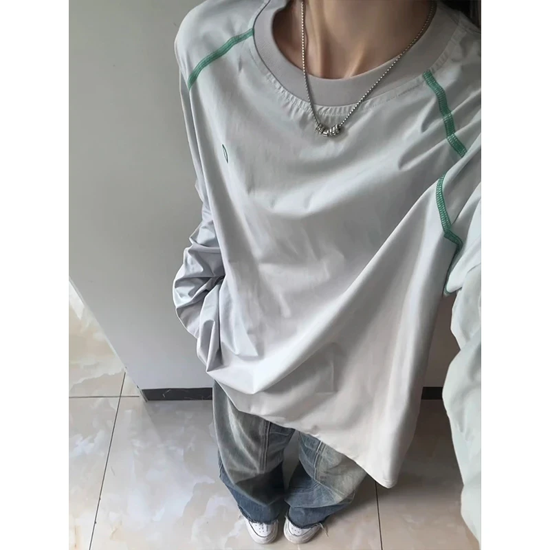 户外运动防晒长袖t恤男早秋穿搭薄款冰丝骑行服速干小领口打底衫