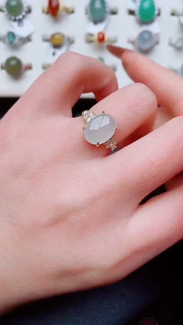 银S925镶嵌戒指翡翠...