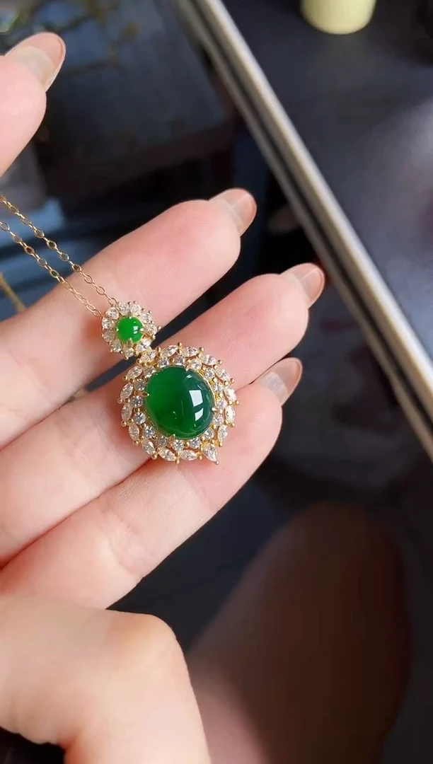 颈饰银S925镶嵌翡翠12