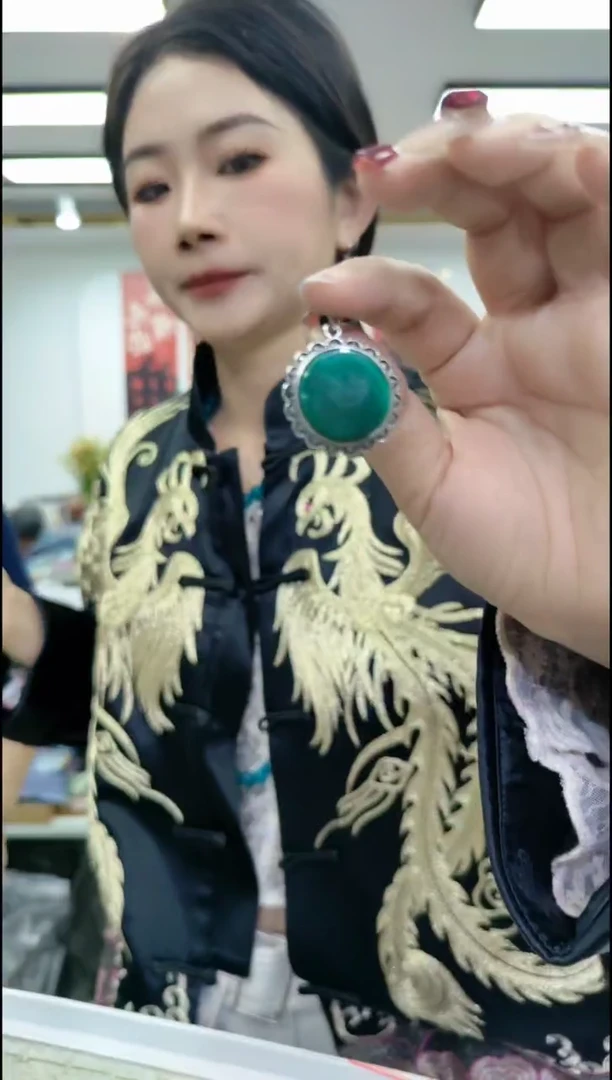 【闪购商品】孔雀石颈饰合金0347孔雀石蛋面吊坠