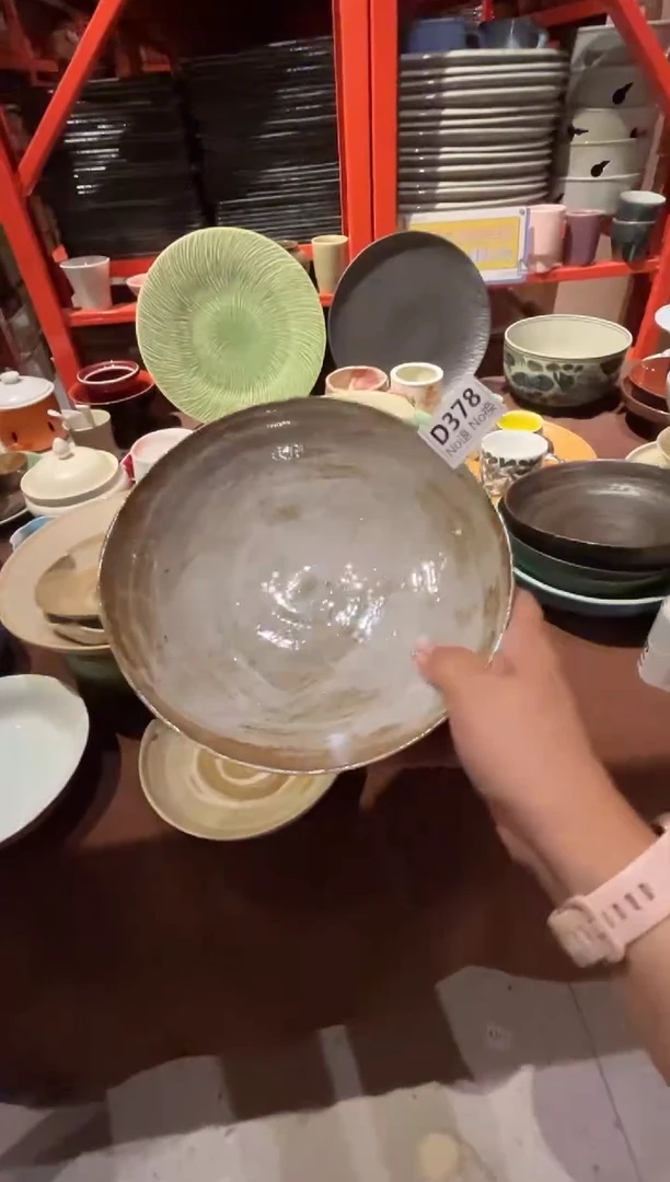 瓷片张***子d378微暇福利粉引异型盘