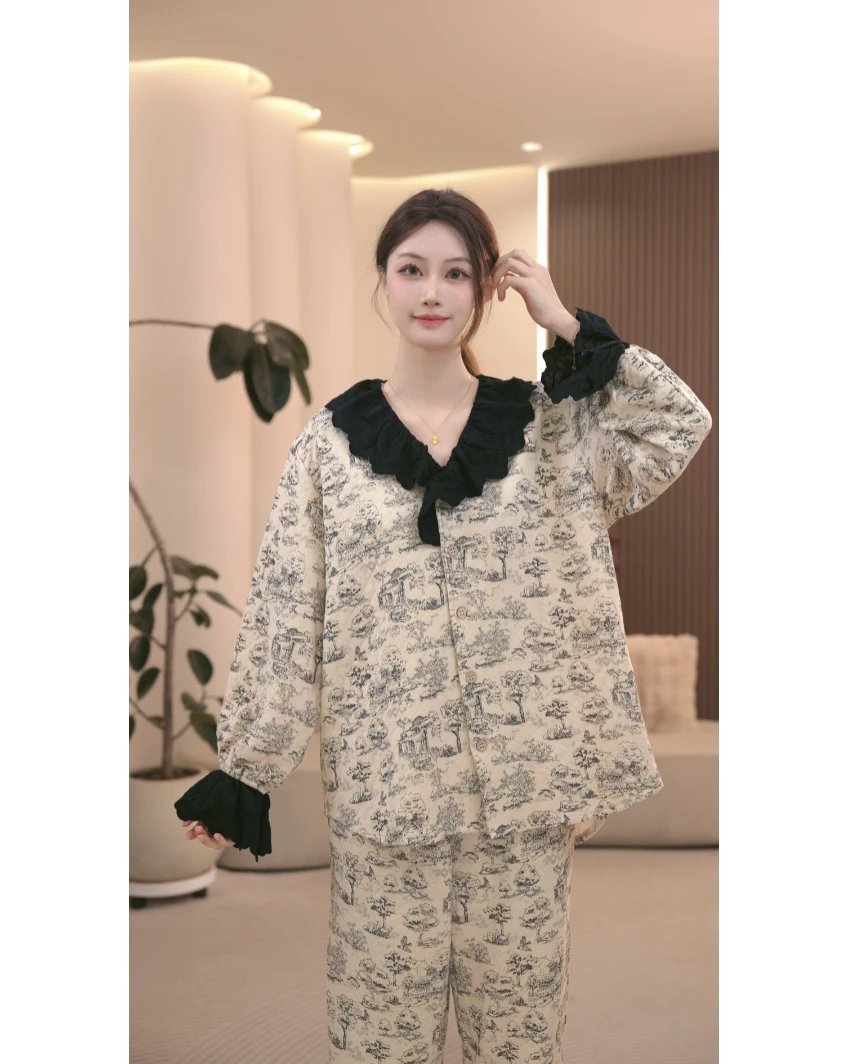 DM【墨屿眠歌】高定设计款冬款加厚家居服套装女士