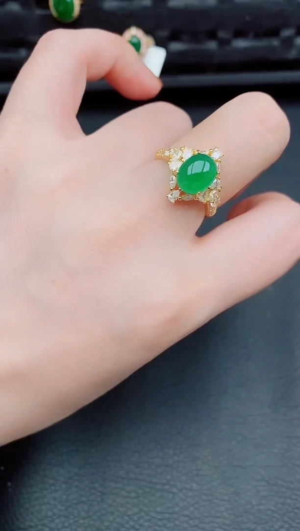 【闪购商品】翡翠戒指银S925镶嵌天然a货翡翠259