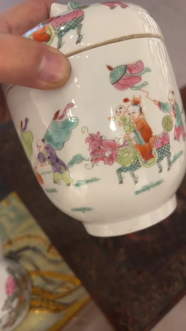 摆件瓷摆件瓷摆件麒麟送子糖罐