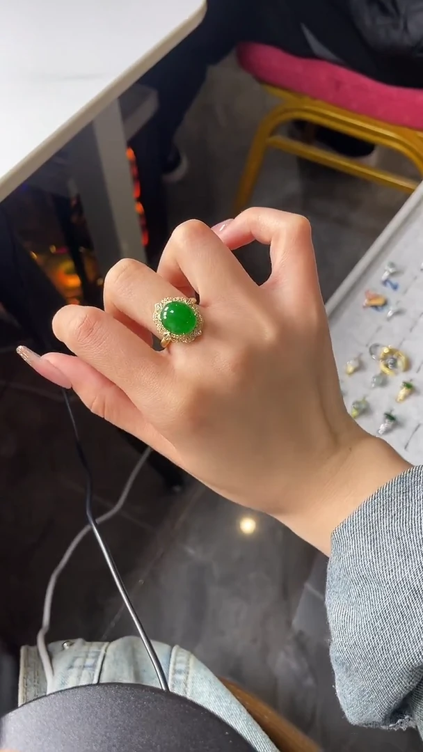 【闪购商品】翡翠戒指银S925镶嵌45765