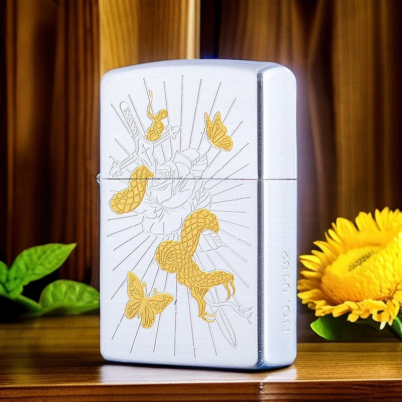 Zorro二代灵蛇玫瑰双面精雕打火机防风时尚网红款砂轮点火男士礼