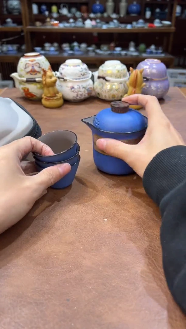 真的很便宜超好看会开片的旅行茶具