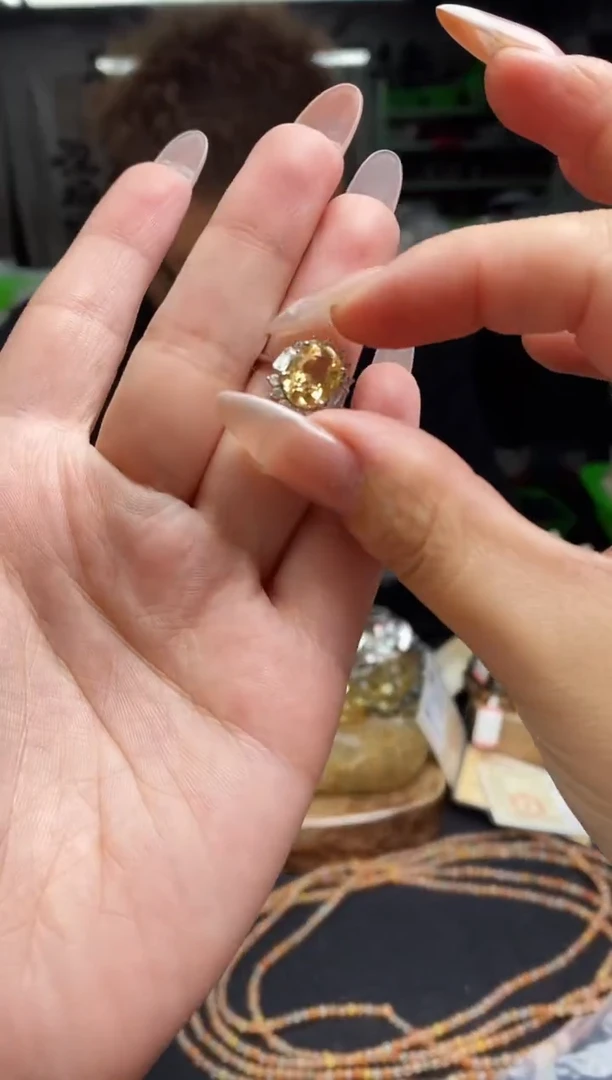 水晶戒指银S925镶嵌戒指666