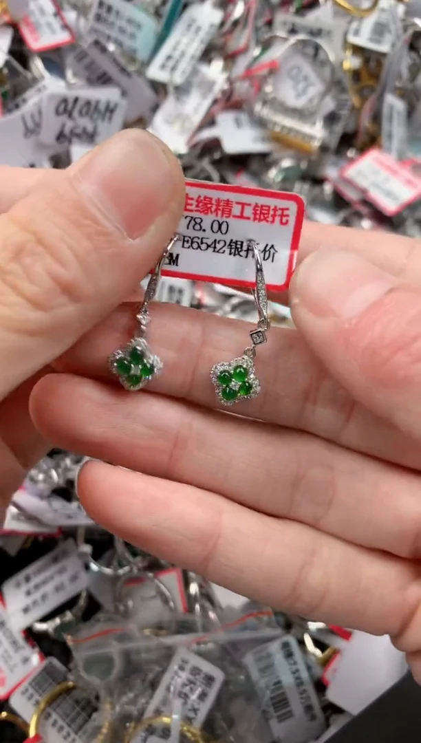 银S925镶嵌戒指翡翠777---8