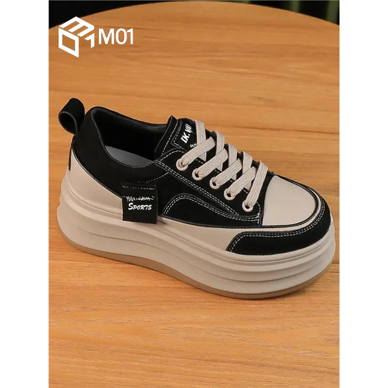 M01小白鞋女2025新款秋冬透气板鞋厚底内增高百搭运动休闲棉鞋子