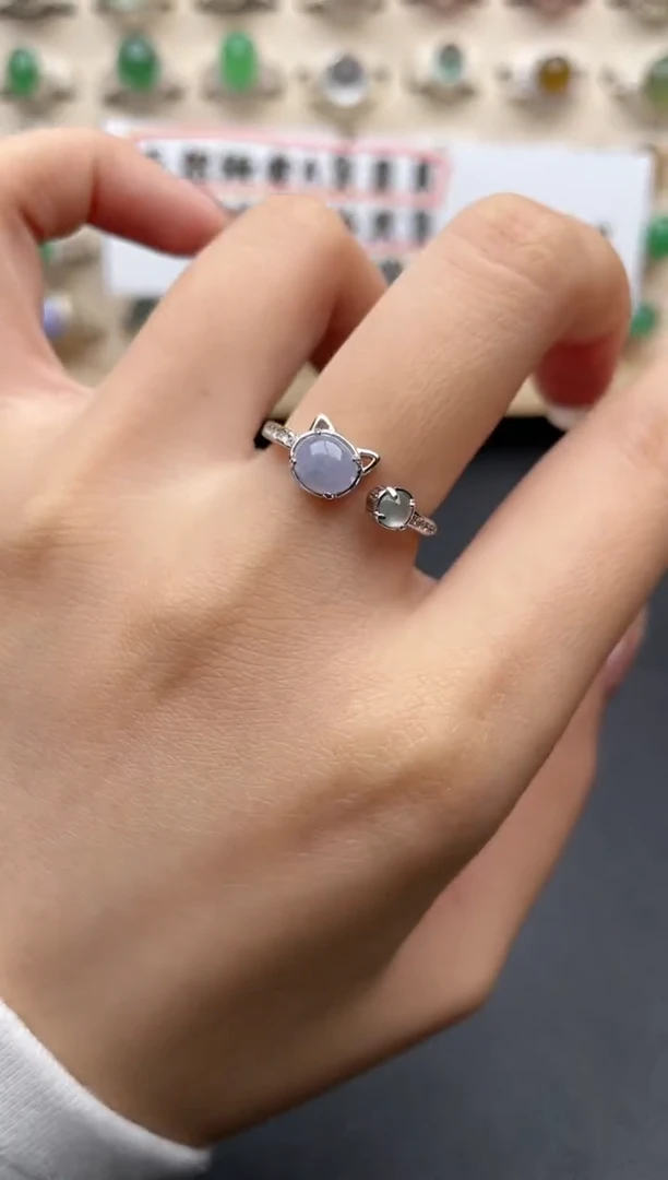 【闪购商品】翡翠戒指银S925镶嵌一物一证一礼盒