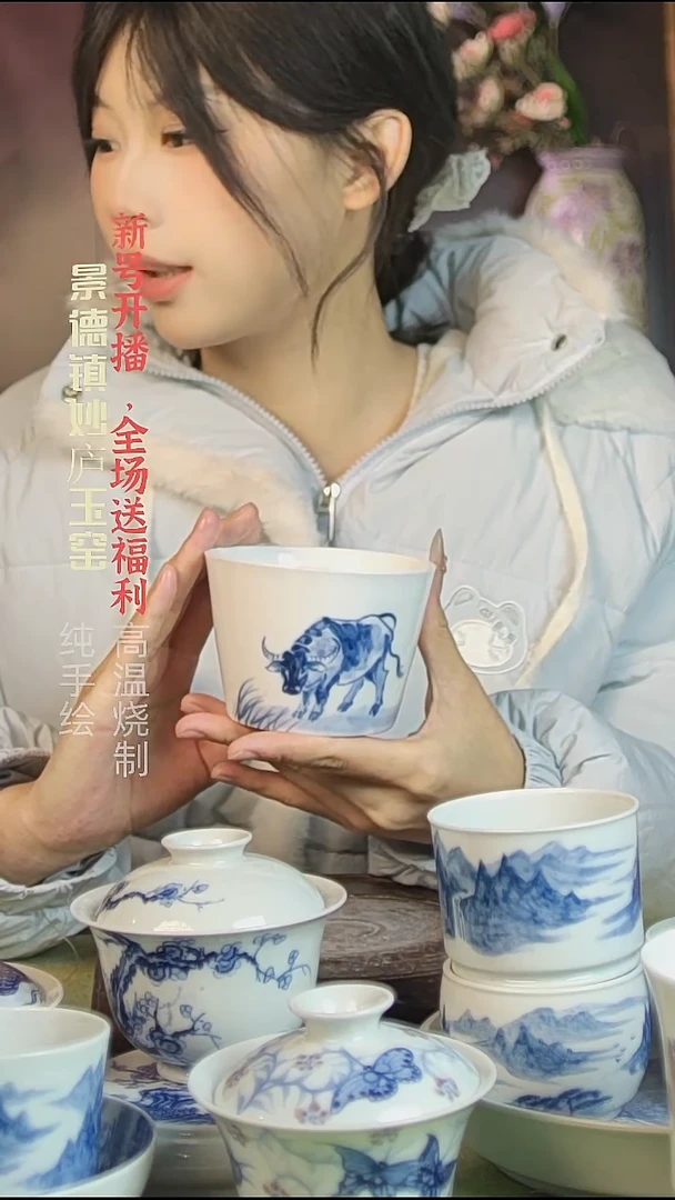 盘陶妙庐玉窑冰桶杯微瑕