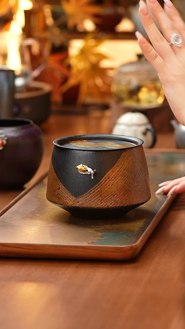 老铁漆器壶承青山绿金