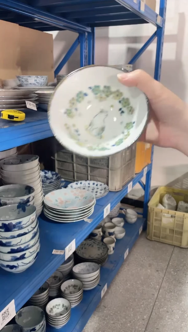 陶瓷花见猫 饭碗 微瑕