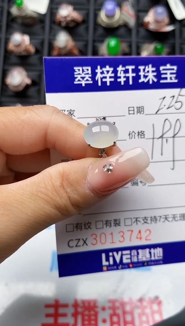 【闪购商品】翡翠戒指银S925镶嵌3742