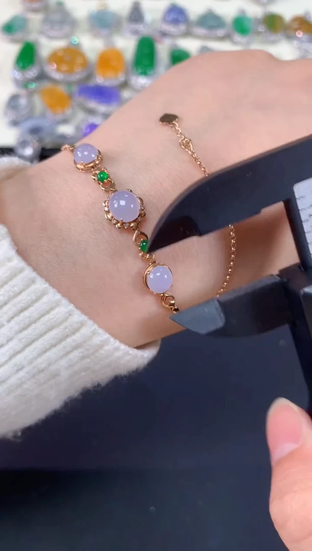 18K金镶嵌翡翠手链C126|2500