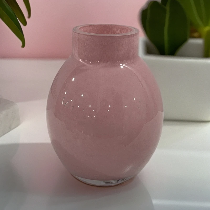私花主义Q136微瑕创意简约粉色小可爱花瓶玻璃花瓶-PK
