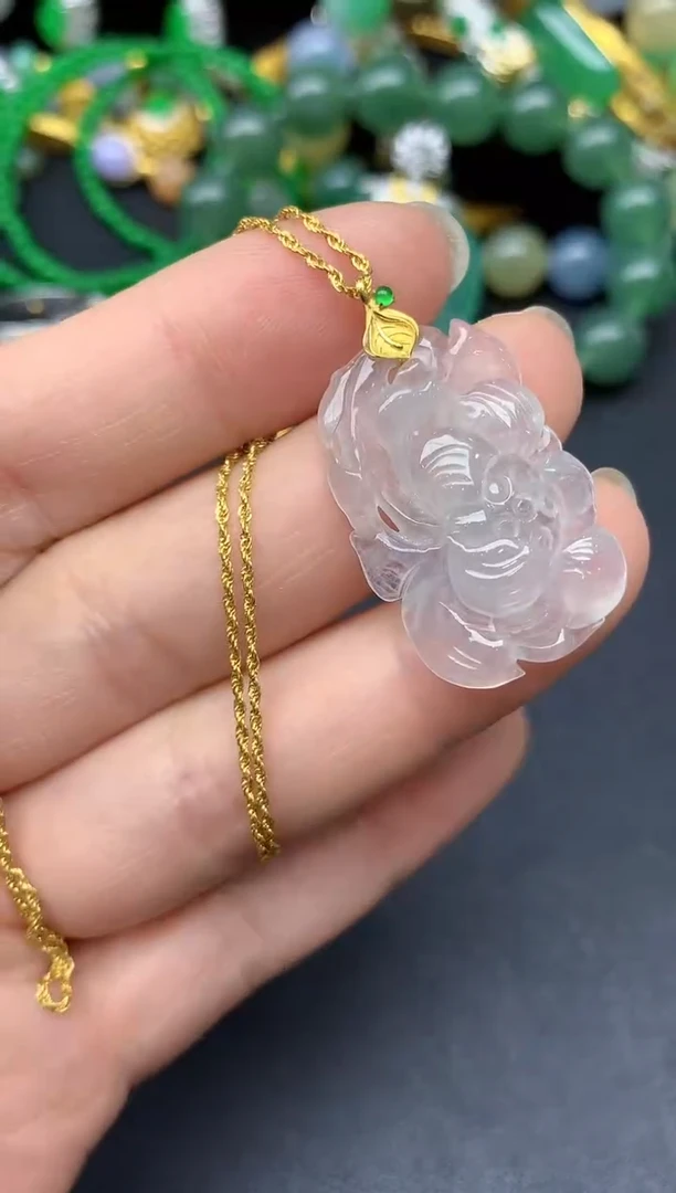 颈饰18K金镶嵌翡翠244-雪姐翡翠天天见