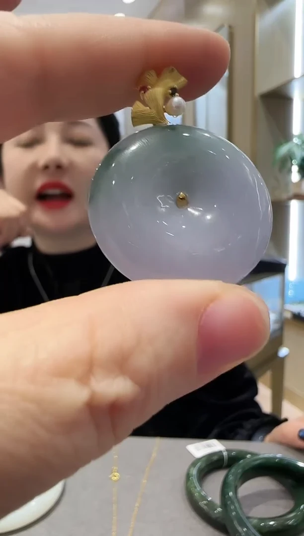 颈饰14K金镶嵌翡翠【65】春彩