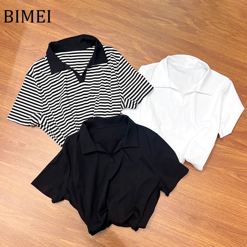 必魅-港系正肩POLO领上衣2025夏季翻领衫显瘦减龄纯色上衣00146