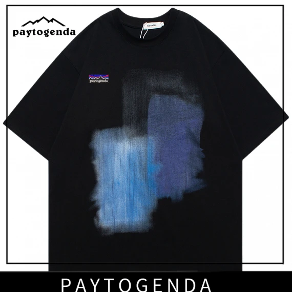 巴塔正品PAYTOGENDA街头嘻哈涂鸦印花短袖T恤男宽松情侣半袖