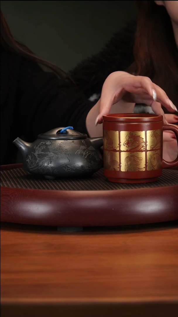 【闪购商品】紫砂茶壶2-69XXW满瓢景舟绿泥420cc