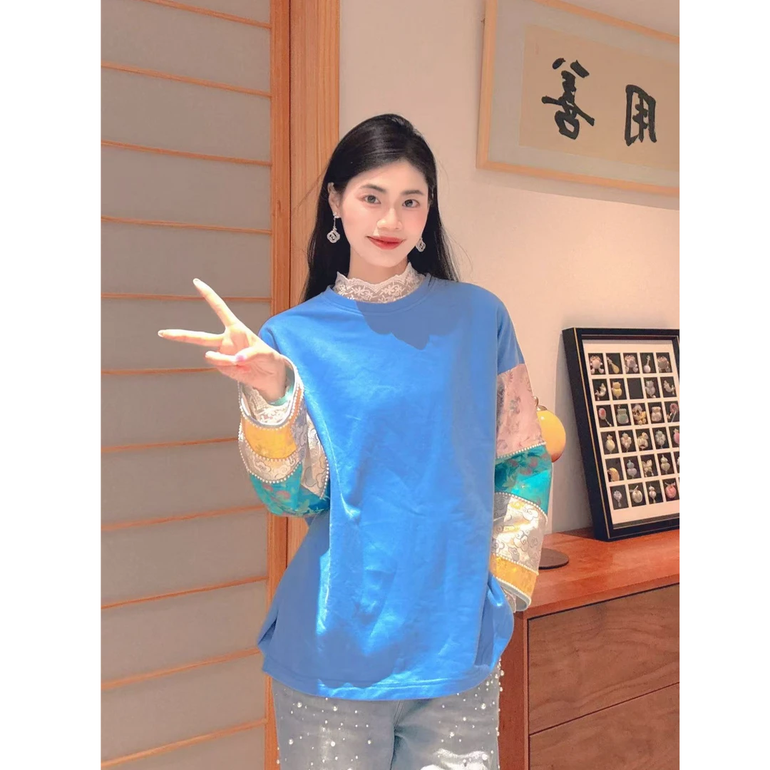 4706宽松休闲拼接套头卫衣
