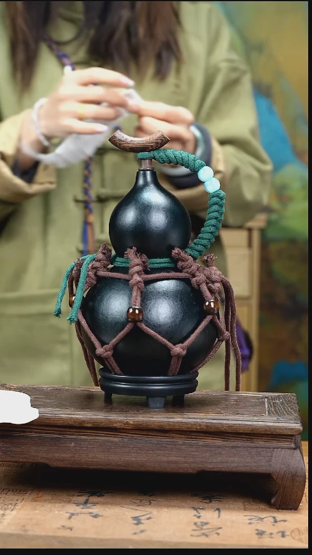 YX082复古网兜款天然酒葫芦（一物一拍）