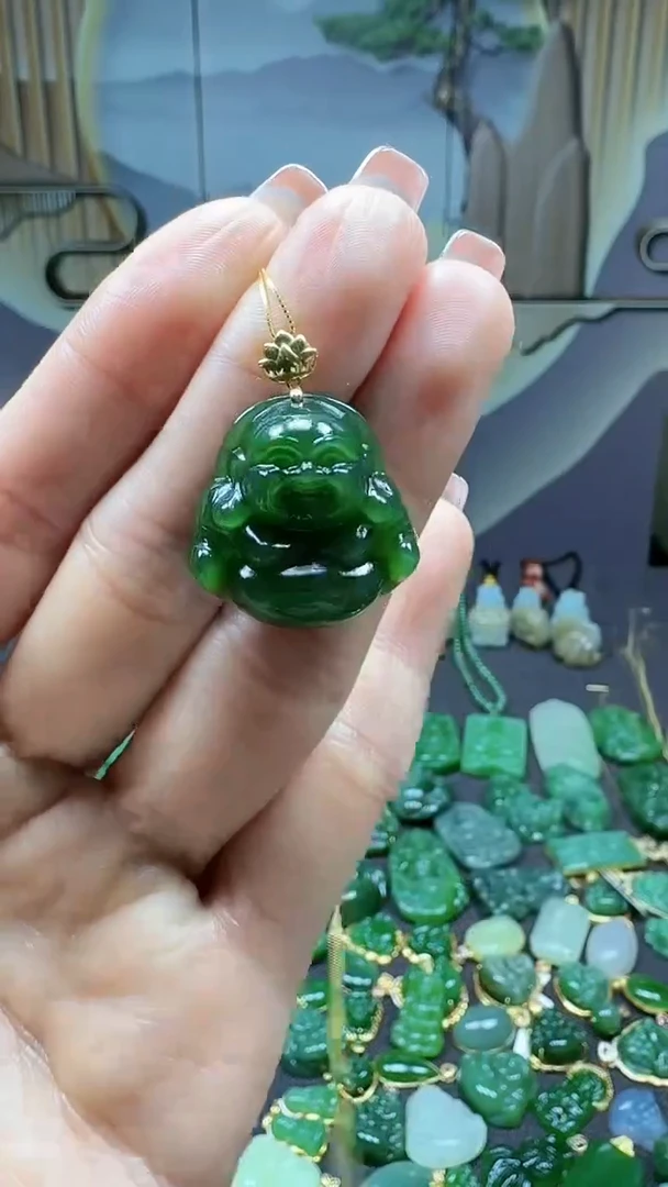 【闪购商品】和田玉吊坠(不含链)18K金镶嵌1