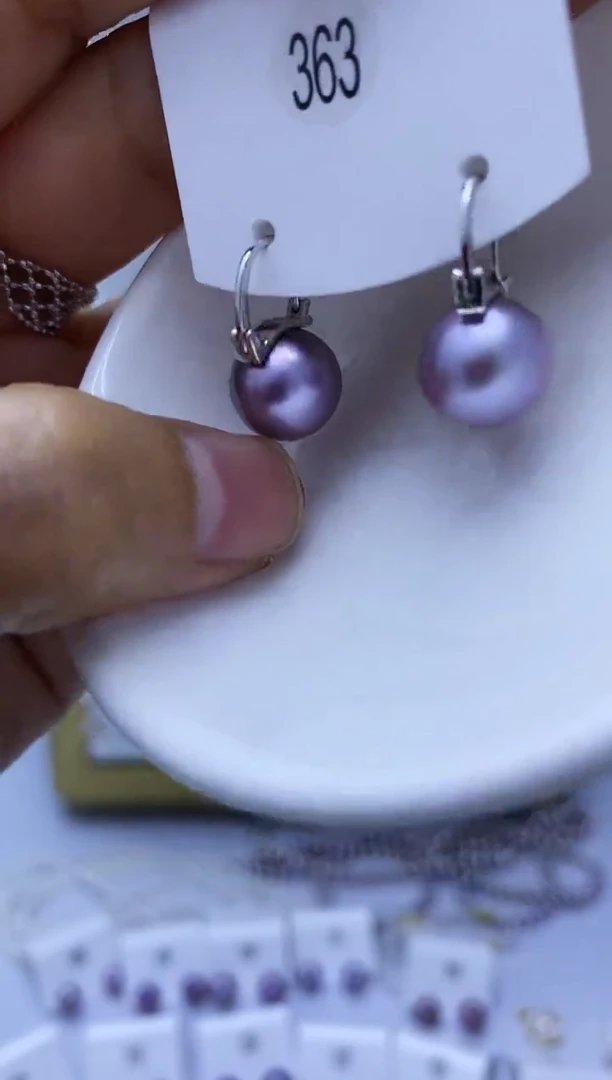 银S925镶嵌耳饰淡水珍珠363