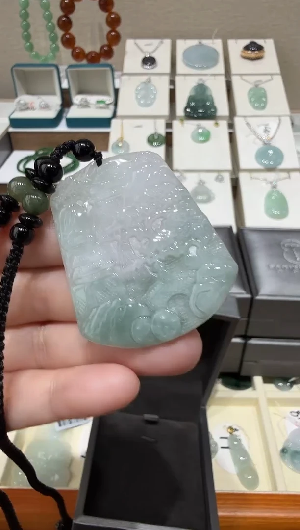 未镶嵌挂件翡翠A货翡翠多样性发一件山水无事牌