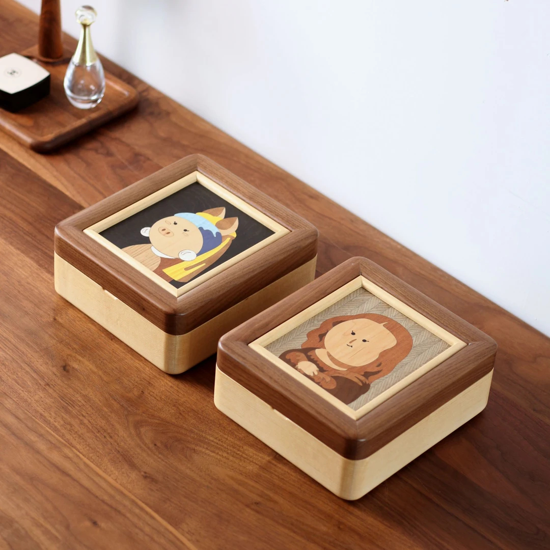 桌面名画收纳盒婚礼文玩托盘创意精致复古手表包装盒首饰盒