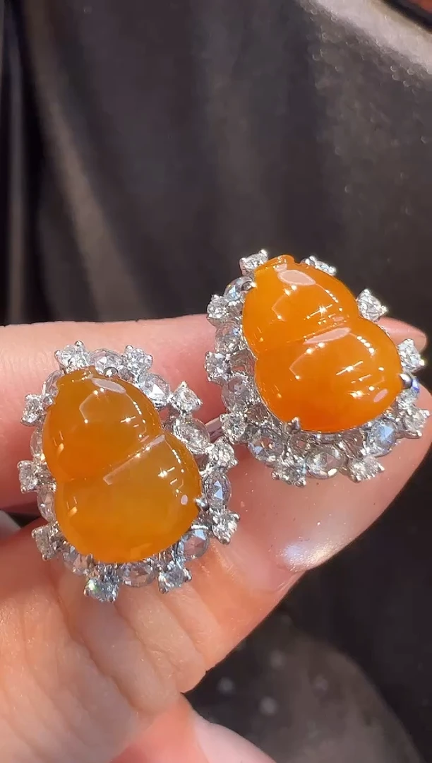 18K金镶嵌翡翠耳饰AL6耳钉