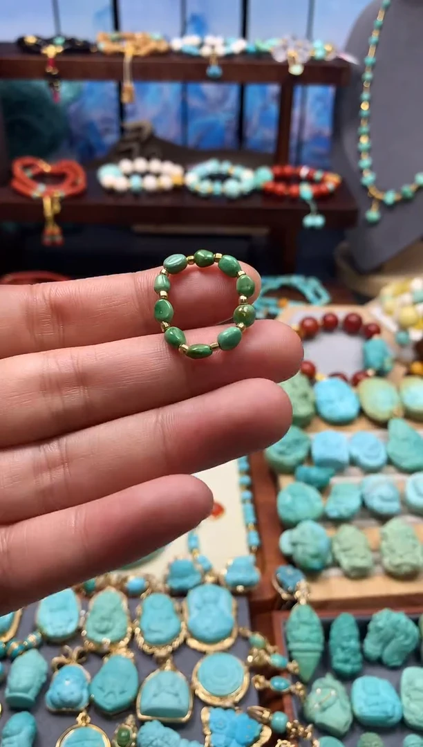 银S925镶嵌绿松石戒指戒指