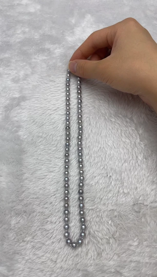 项链银S925镶嵌海水珍珠AK真多麻6-6.5mm