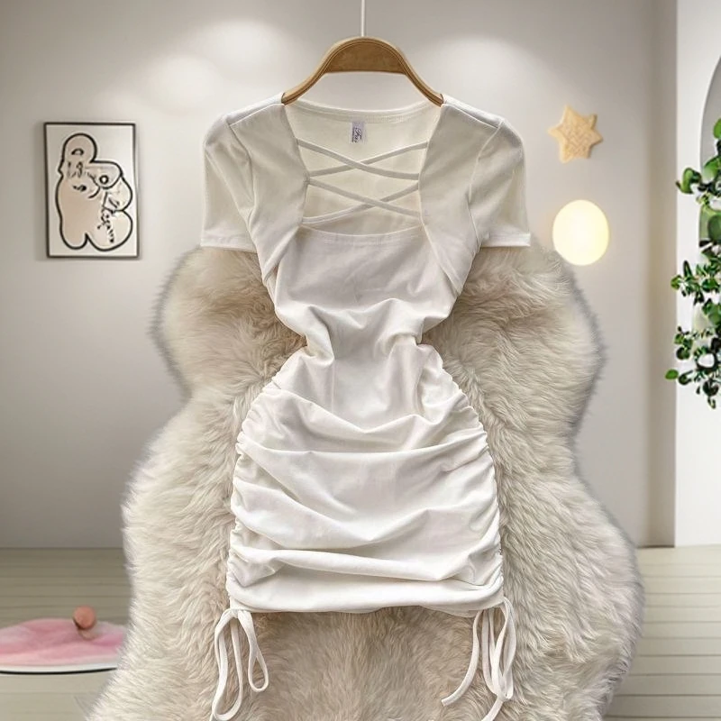 女童夏季连衣裙2025新款洋气中大童镂空裙韩系蝴蝶结系带公主裙潮