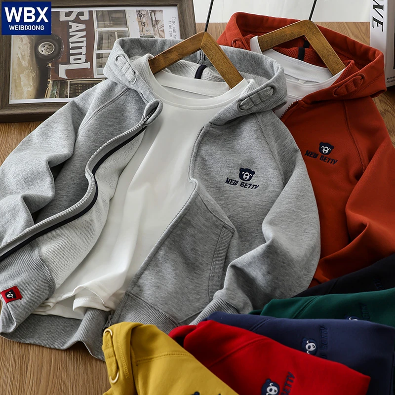 2025新款男童秋季外套儿童纯棉户外上衣中大童秋装连帽衣服洋气潮