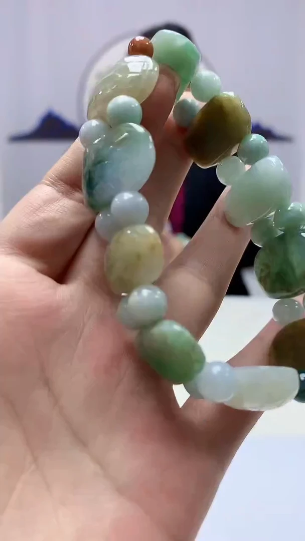 【闪购商品】定制翡翠未镶嵌4969ms-毛货257手串