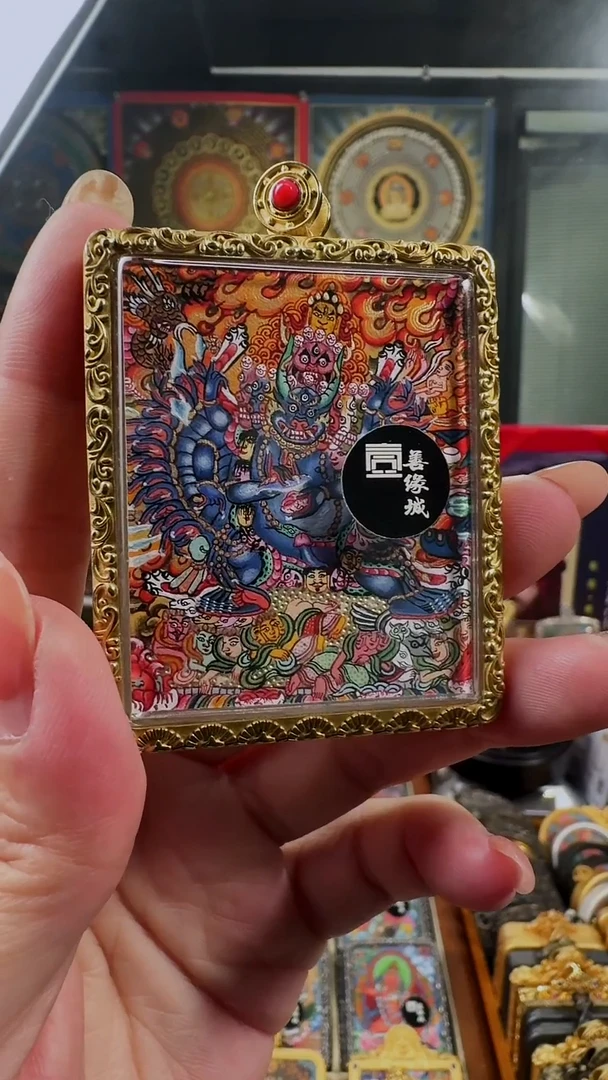 吊坠壹善缘城手绘唐卡大威德