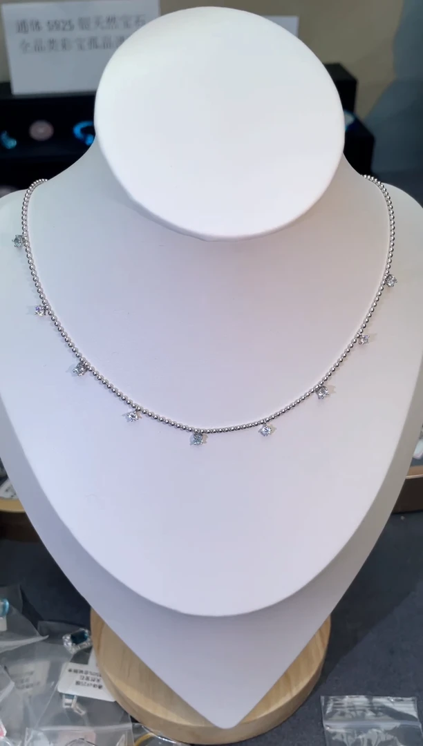 项链银S925镶嵌托帕石天然宝石