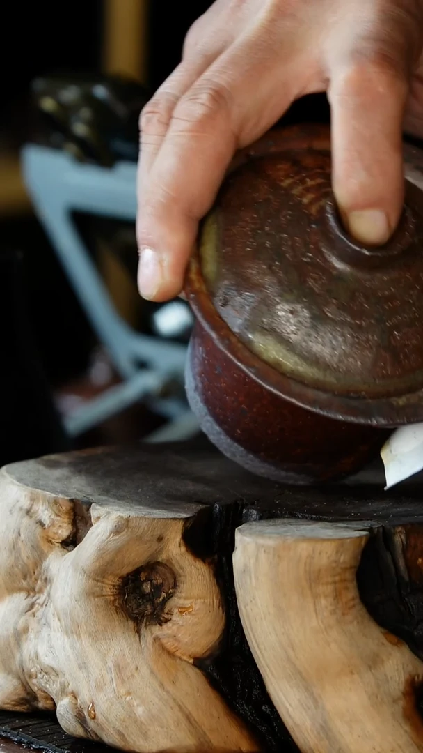 紫砂全手工直筒盖碗